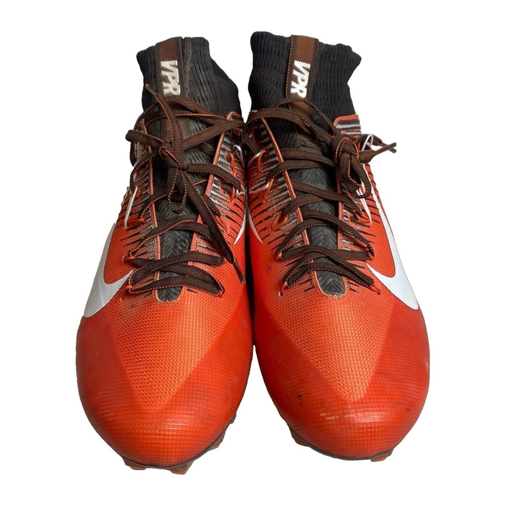 Nike Vapor Untouchable Pro PF Men Size 14 Orange Brown Black Football Cleats VPR